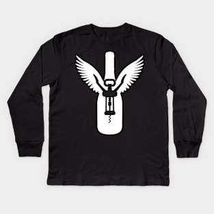 Wine Bottle with Wings Kids Long Sleeve T-Shirt